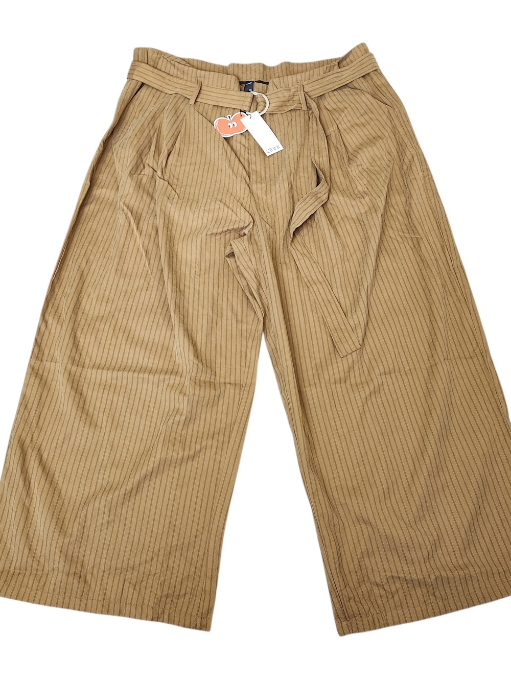 NWT Cider Wide Leg Belted Striped Pants Woman’s 3XL Brown Pleated Casual Preppy